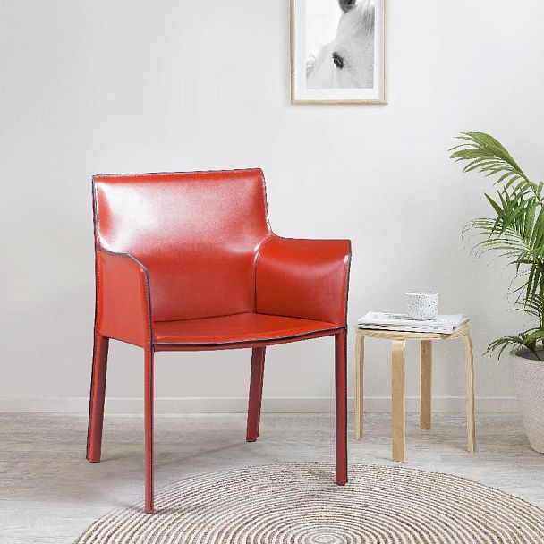 Стул с подлокотниками Barrie, кожа ретро-красный - Вид 7