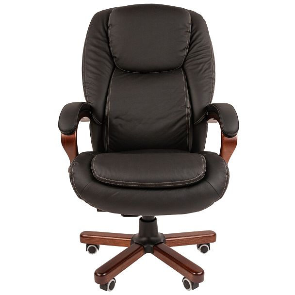 Кресло CHAIRMAN 408, натуральная кожа/экокожа, черный - Вид 2