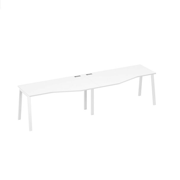 Рабочая станция на каркасе TRE со столами Техно (2х160) A4 А4 Б3 065-2 БП белый премиум / металлокаркас белый - Вид 1