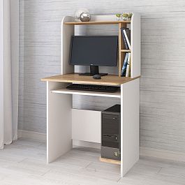 Стол компьютерный Грета-1 (700*1300*600) белый/дуб крафт золотой - Фото предпросмотра