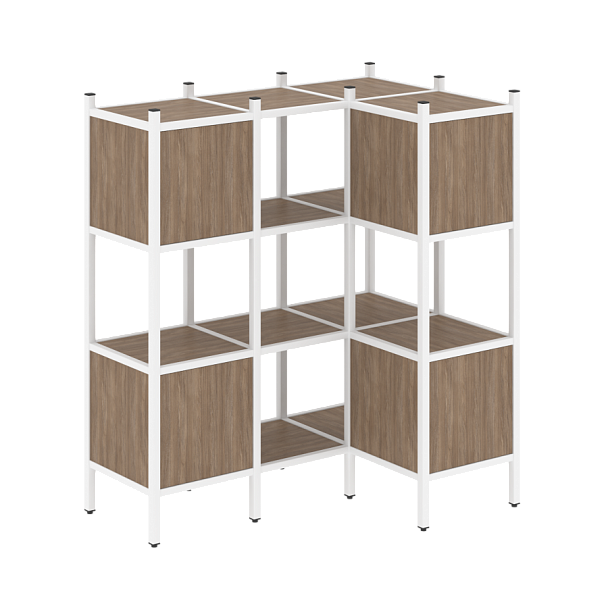 Loft Угловой внутренний стеллаж наборный VR.L-29 Дуб аризона/Белый металл 1278*862*1458 - Вид 1
