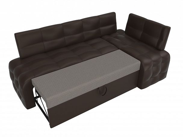 Кухонный угловой диван Люксор правый (полностью экокожа коричневая) - Вид 5