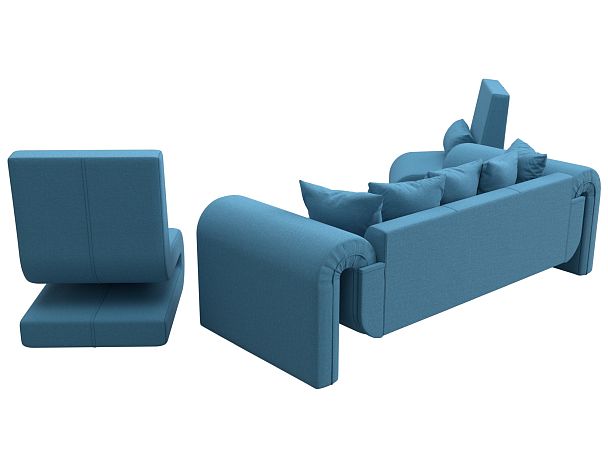 Набор Волна-1 (диван, 2 кресла) Рогожка голубой - Вид 5