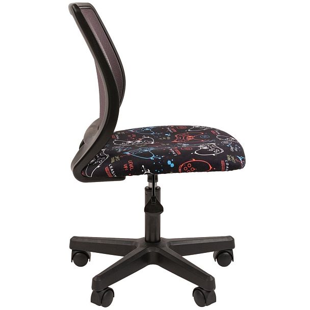 Кресло CHAIRMAN KIDS 112, пластик черный, велюр/сетка, принт GAME - Вид 3