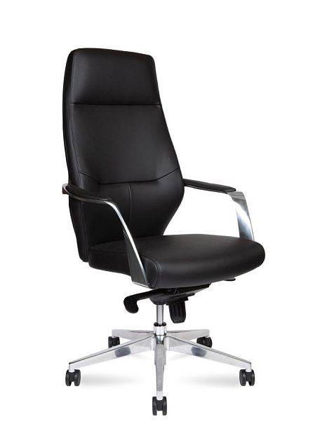 Кресло офисное / Capital Black / алюминиевая база / черная экокожа - Вид 1