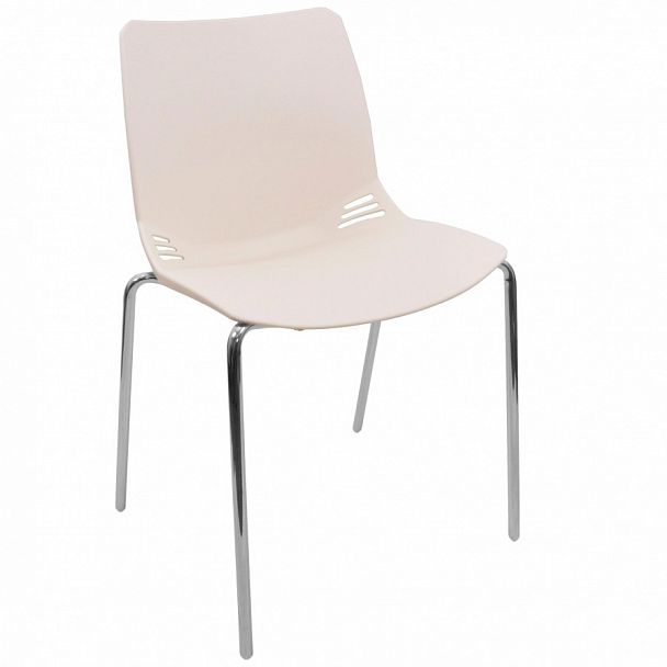 Стул Race (4 ножки) каркас Хром, белый, стопируемый - Вид 1