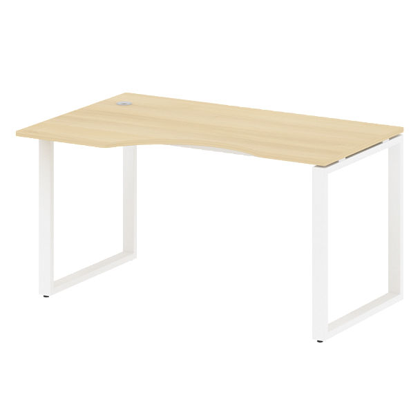 Metal System Стол криволинейный левый на О-образном м/к БО.СА-2 (L) Акация/Белый металл 1400*900*750 - Вид 1
