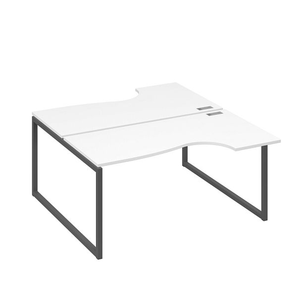 Рабочая станция (2х160) столы Классика опоры QUATTRO A4 А4 Б4 185 БП белый премиум / металлокаркас антрацит - Вид 1