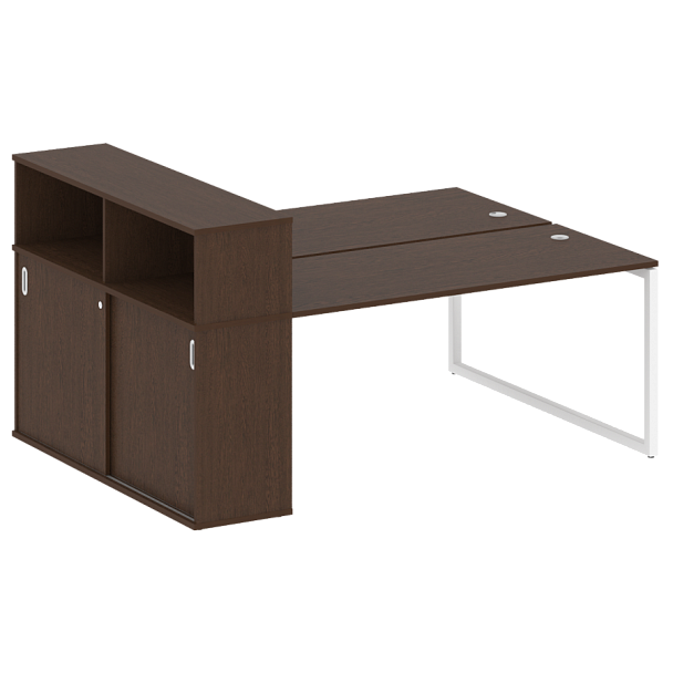 Metal System Quattro Р. ст. с шкафом-купе на О-образном м/к 40БО.РС-СШК-2.4 Т Венге/Белый металл 2010*1475*1098 - Вид 1