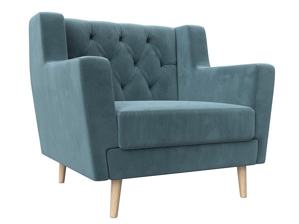 Кресло Брайтон Люкс (полностью велюр бирюзовый) - Вид 1