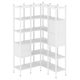 Loft Угловой внутренний стеллаж наборный VR.L-34 Белый бриллиант/Белый металл 1278*1278*2280 - Фото предпросмотра