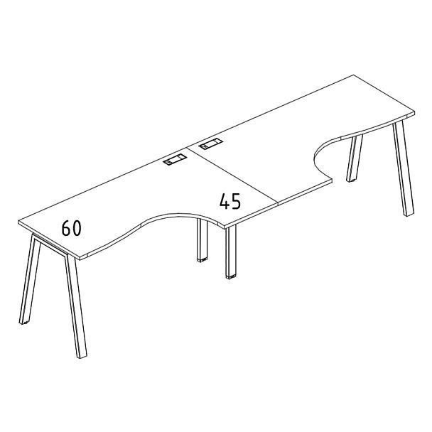 Рабочая станция эргономичная Классика каркас TRE (2х120) A4 А4 Б3 031-2 БП дуб скандинавский / металлокаркас антрацит - Вид 3