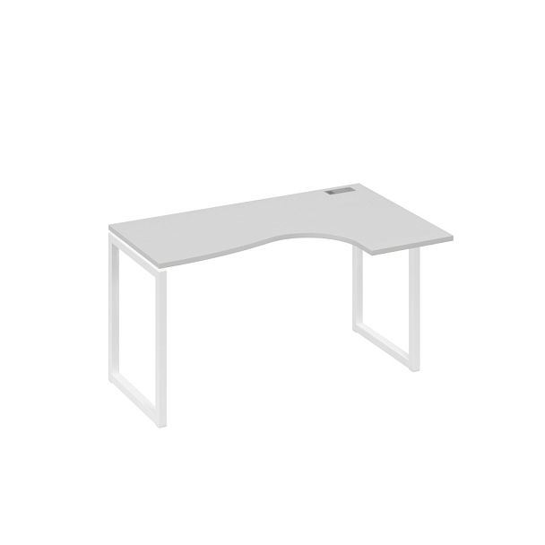 Стол эргономичный правый "Классика" на металлокаркасе QUATTRO A4 А4 Б4 034 БП серый / металлокаркас белый - Вид 1