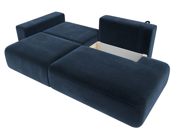 Диван прямой Лига-036 НПБ Модерн подлокотник слева Велюр синий - Вид 8