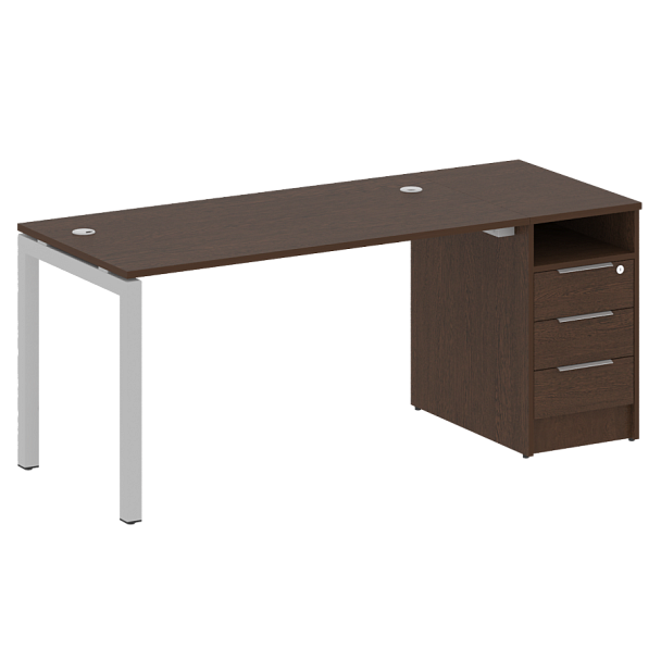 Metal System Quattro Р. ст. с тумбой на П-образном м/к 50БП.РС-СТП-1.3 Венге/Серый металл 1812*720*750 - Вид 1