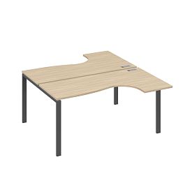 Рабочая станция UNO (2х160) со столами эргономичными A4 А4 Б1 182 БП дуб скандинавский / металлокаркас антрацит - Фото предпросмотра