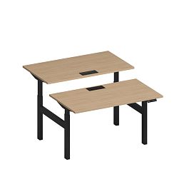 Рабочая станция на электроприводе с заглушками Elevo А2 ЧР 102 НД натуральный дуб / черный гладкий - Фото предпросмотра