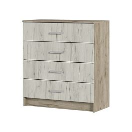 ГАРМОНИЯ КМ 601 комод 4 ящика (0,85х0,934х0,408) дуб крафт белый/дуб крафт серый - Фото предпросмотра