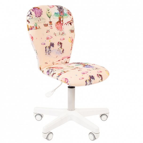 Кресло CHAIRMAN KIDS 105, пластик белый, ткань велюр, принт принцессы - Вид 1