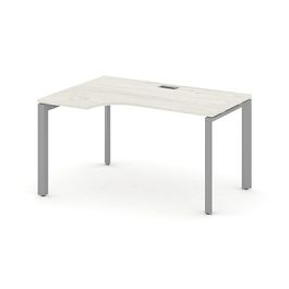 Style Project Next Стол рабочий эргономичный SN-59P.SPA-001(L) Дуб Наварра/Металл Серый/Серебро Заглушка 1380*600/980*750 - Фото предпросмотра
