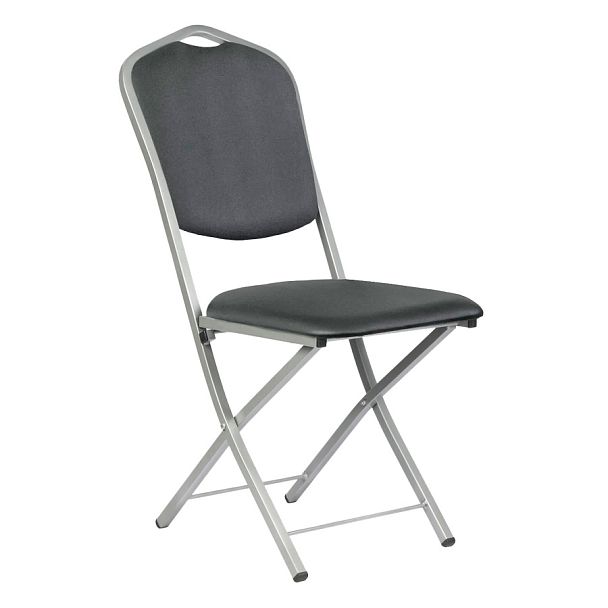 Стул Хит 20мм, складной, кожзам GALAXY Black, каркас серебро - Вид 1