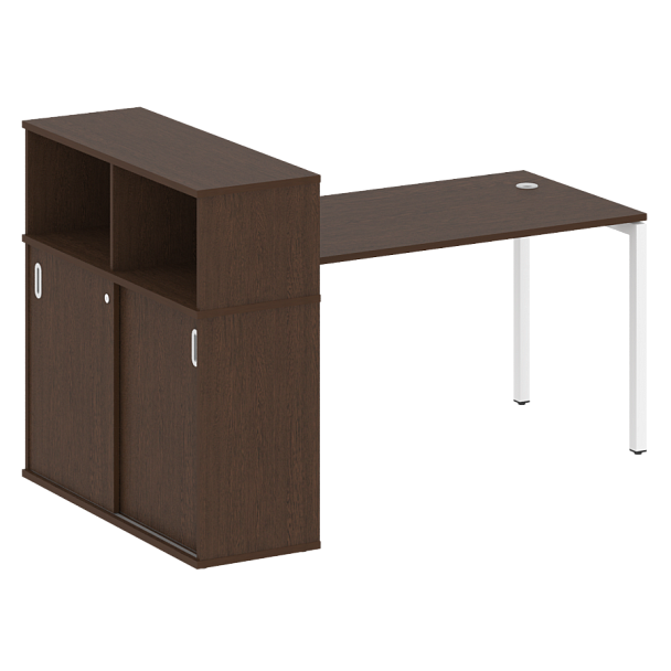 Metal System Quattro Стол письменный с шкафом-купе на П-образном м/к 40БП.РС-СШК-3.3 Т Венге/Белый металл 1810*1120*1098 - Вид 1