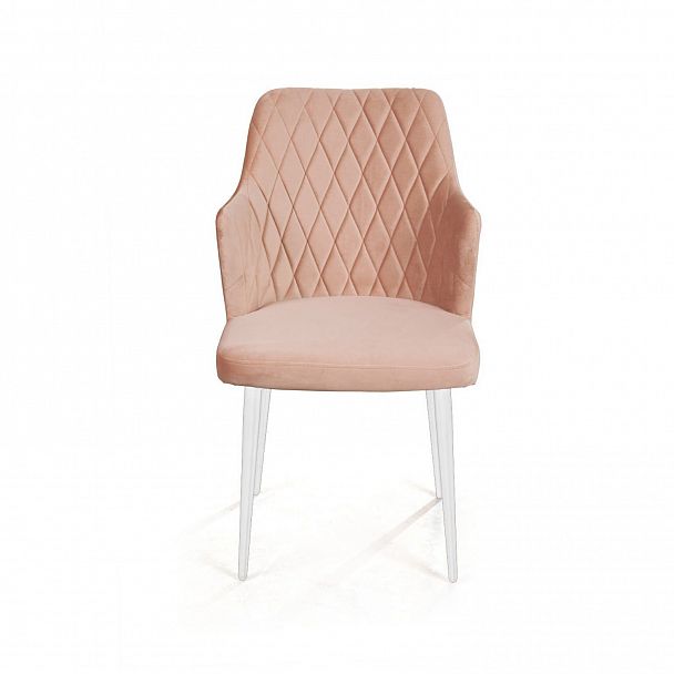 Стул с подлокотниками Hunt ромб, бархат бежевый 5 / белый конус - Вид 2