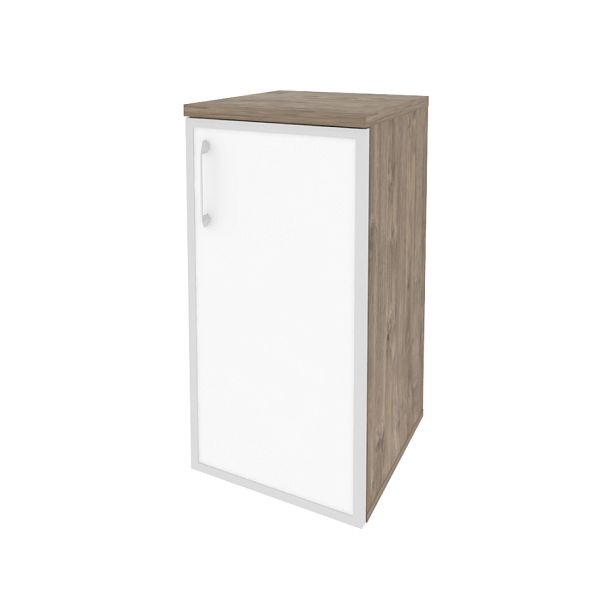 Onix Шкаф низкий узкий правый O.SU-3.2 R (R) white Тиквуд темный/Стекло 400*420*823 - Вид 1