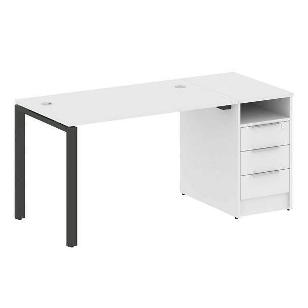 Metal System Р. ст. с тумбой на П-образном м/к БП.РС-СТП-1.2 Белый/Антрацит металл 1612*720*750 - Вид 1