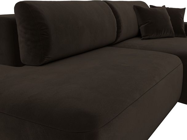 Диван угловой Лига-036 Модерн правый угол Микровельвет коричневый - Вид 6