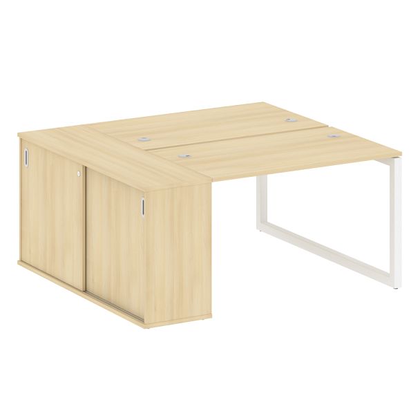 Metal System Quattro Р. ст. с шкафом-купе на О-образном м/к 50БО.РС-СШК-1.2 Т Акация/Белый металл 1610*1475*750 - Вид 1