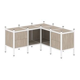 Loft Угловой внутренний стеллаж наборный VR.L-27 Дуб аттик/Белый металл 1278*1278*636 - Фото предпросмотра