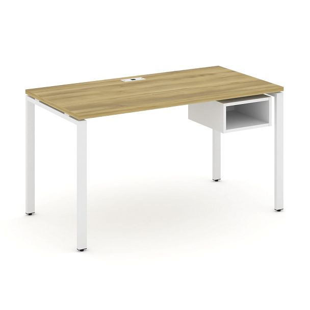 Concept Стол рабочий с подвесной тумбой с 1 открытой нишей CN.SP-103 Дуб Винченцо/Белый Бриллиант/Металл Белый 1380*720*750 - Вид 1