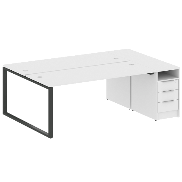 Metal System Р. ст. с тумбой на О-образном м/к БО.РС-СТП-2.5 Белый/Антрацит металл 2212*1475*750 - Вид 1