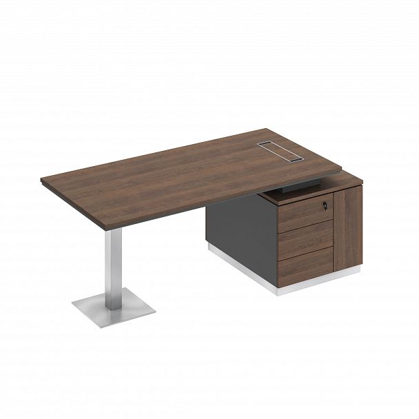 Стол руководителя на опорной тумбе (левый/правый) "City" СИ 105  дуб гладстоун/антрацит премиум/дуб гладстоун - Вид 1