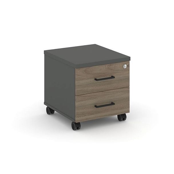 Стайл Проджект Тумба мобильная усил. колеса SN.TMU-001 Антрацит/Вяз Благородный/Черный Ручки 416*460 - Вид 1