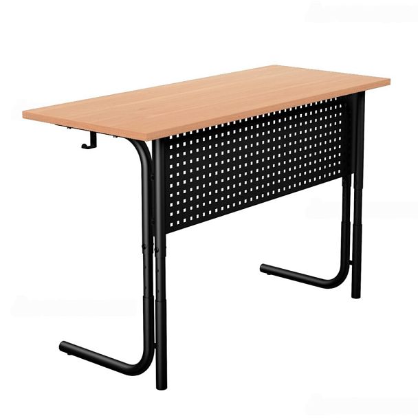 Стол ученический 100РП, 2-местный, регулируемый (экран-перфорация) на круглой трубе (м/к Коричневый, Серый, Черный), гр.5-7 - Вид 5
