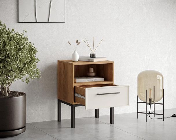 Тумбочка с нижним ящиком Nicole арт NEM17 Белый - Вид 2