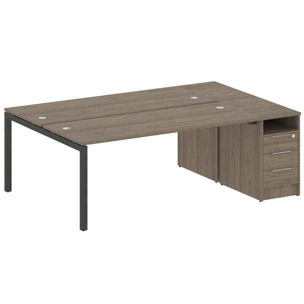 Metal System Quattro Р. ст. с тумбой на П-образном м/к 50БП.РС-СТП-2.5 Вяз/Антрацит металл 2212*1475*750 - Вид 1