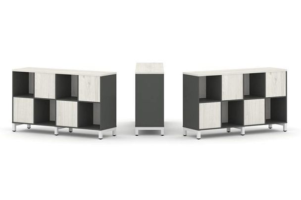 Style Project Набор стеллажа 2-х сторон., 2 яр. SN.NSD-241 Антрацит/Дуб Наварра/Металл Белый 1488*40 - Вид 1