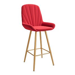 Стул ЮККИ Основание №5 Барный конус Золотое Велюр тип 2 Красный - Фото предпросмотра