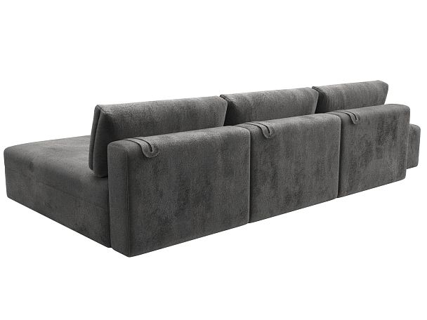 Диван угловой модульный с пуфом Лига-060 НПБ Лонг угол универсальный Велюр серый - Вид 5