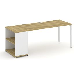 Concept Стол рабочий с опорным стеллажом CN.SP-204 Дуб Винченцо/Белый Бриллиант/Металл Белый 2000*720*750 - Фото предпросмотра
