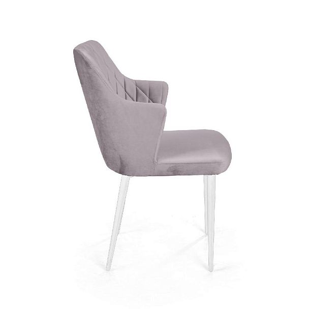Стул с подлокотниками Hunt ромб, бархат светло-серый 26 / белый конус - Вид 3