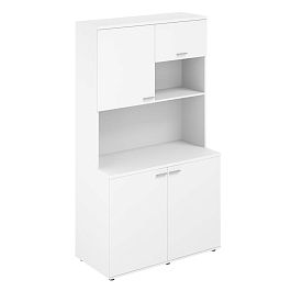 Офисная мини-кухня, 1200х600х2135 / корпус: белый, фасады: белый Сигма / Sigma - Фото предпросмотра