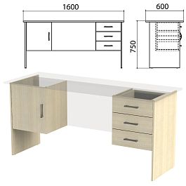 Каркас к столам письменным с 2 тумбами "Канц" (ш1600*г600*в750 мм), дуб молочный, СК29.15.2 - Фото предпросмотра