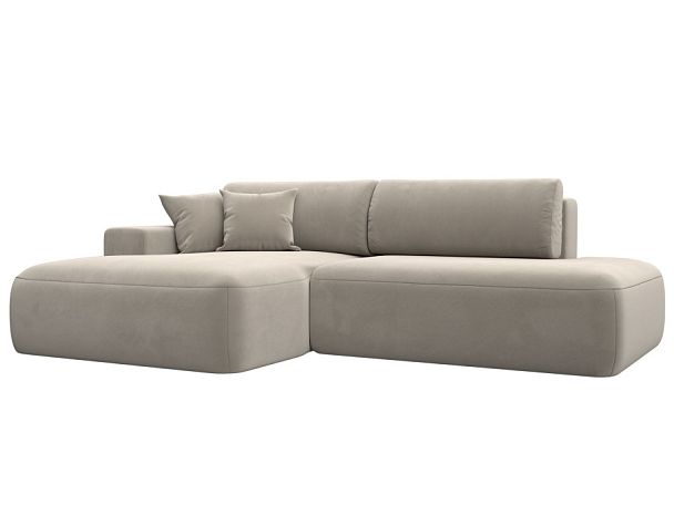 Диван угловой Лига-036 Модерн левый угол Микровельвет бежевый - Вид 1