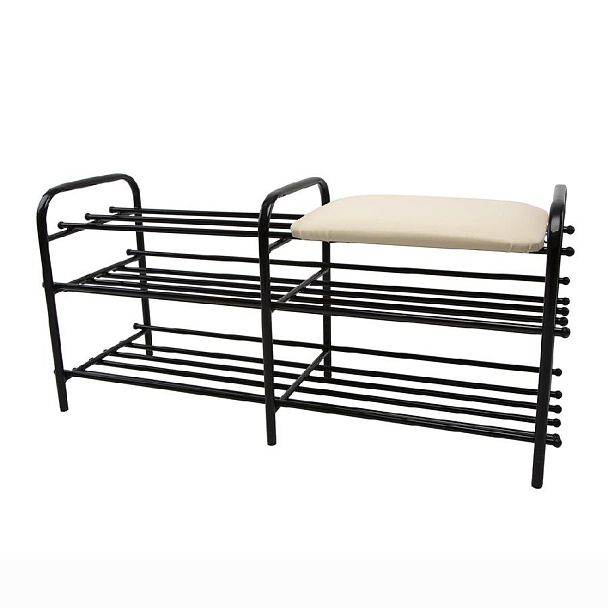 Банкетка-обувница большая серый метал. на серебре - Вид 2