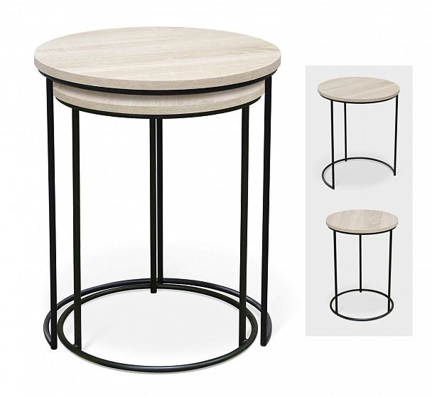 Столик кофейный Sheffilton SHT-CT7 дуб беленый/черный муар - Вид 3