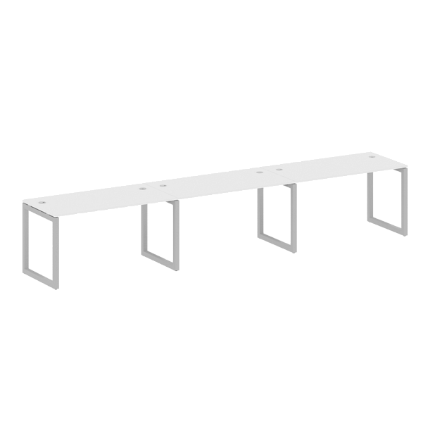 Metal System Quattro Р. ст. на 3 раб. места на О-образном м/к 50БО.СМ-3.3 Белый/Серый металл 4200*720*750 - Вид 1